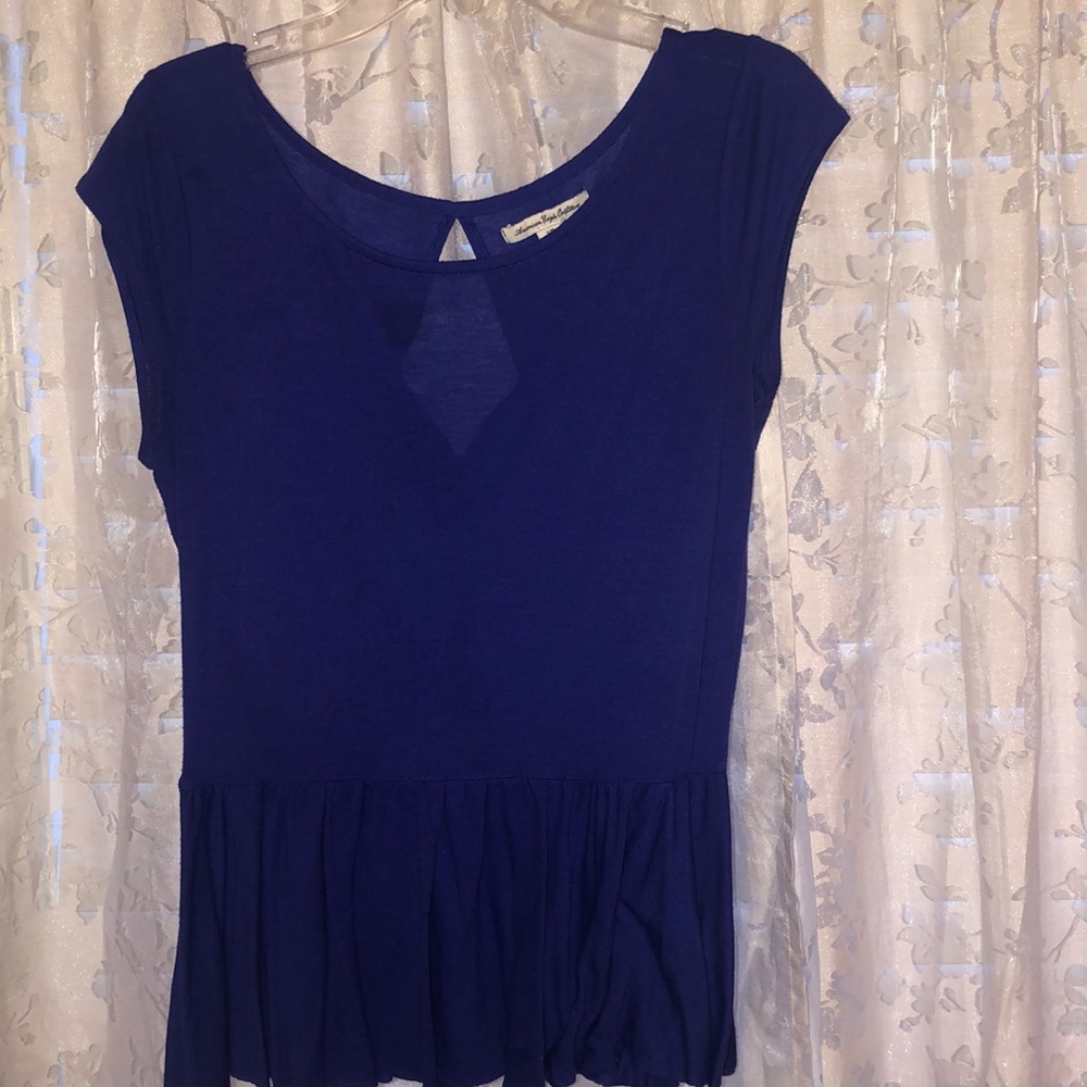 royal blue peplum top from American Eagle